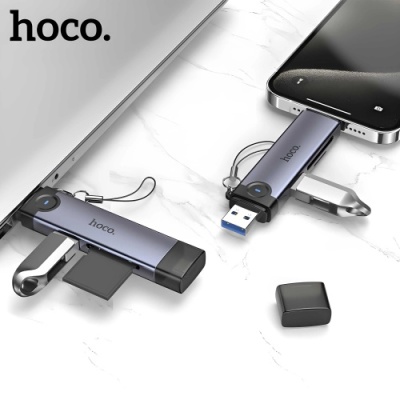 картрідер hoco hb56b (type-c/lightning) 3in1 (сірий) 