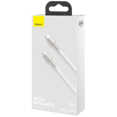 кабель baseus cafule metal (pd) type-c - type-c 100w 5a/2m (catjk-d02) (white) 