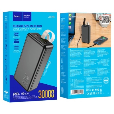 додаткова батарея power bank hoco j87b pd20w+qc3.0 30000 mah (чорний) 