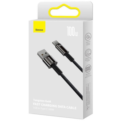 кабель baseus tungsten gold usb - type-c 100w/1m (cawj000001) (black) 
