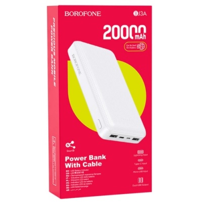 додаткова батарея power bank borofone bj3a minimalist 20000mah (білий) 