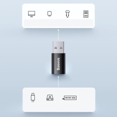 перехідник baseus ingenuity series mini otg type-c to usb 3.1 (zjjq000101) (black) 
