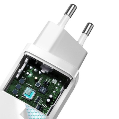 мережевий зарядний пристрій baseus gan2 lite (ccgan2l-b02) 1usb/45w/qc4.0 + 1type-c/65w/pd (white) 