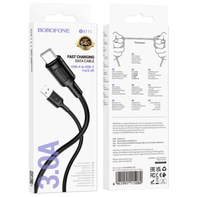 кабель borofone bx111 usb - type-c 3a/1m (чорний) 