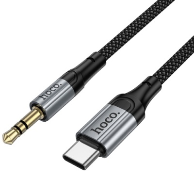 перехідник hoco upa33b type-c - jack 3.5 plug (1.5m) (чорний) 