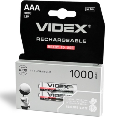 акумулятор videx 1000 ааа (2шт) 