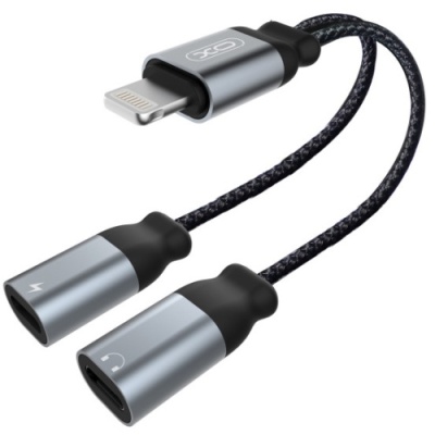 перехідник xo nbr160a audio adaptor lightning to double lightning (чорний) 