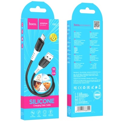 кабель hoco x82 silicone usb - microusb 2.4a/1m (чорний) 