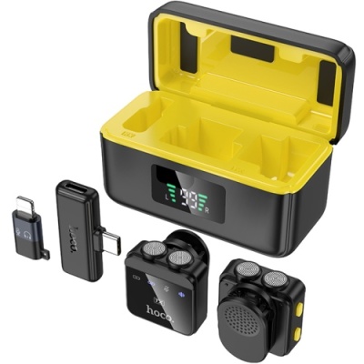 мікрофон петличний бездротовий hoco l17 lightning type-c (чорний) 