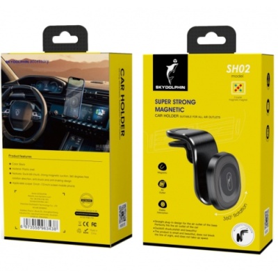 Автотримач SkyDolphin SH02 360 Rotation Air Outlet Magnetic Holder Black