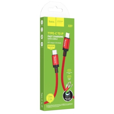 кабель hoco x89 wind (pd) type-c - lightning 20w 3a/1m (червоний) 