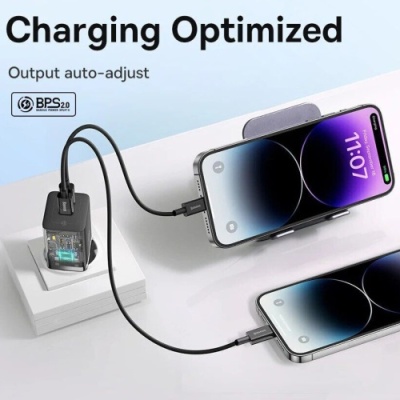 мережевий зарядний пристрій baseus gan5 pro fast charger eu (ccgp180101) 2type-c/40w/pd (чорний) 