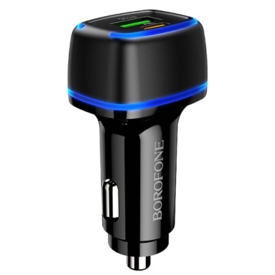 Автомобільний Зарядний Пристрій Borofone BZ14A 1USB/18W/QC3.0 + 1Type-C/20W/PD (Чорний)