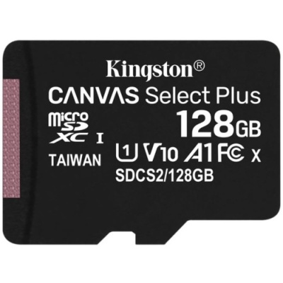 карта пам'яті microsdxc (uhs-1) kingston canvas select plus 128gb class 10 а1 (r-100mb/s) 