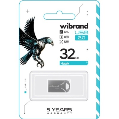 usb флеш-накопичувач wibrand 32gb hawk (срібло) 
