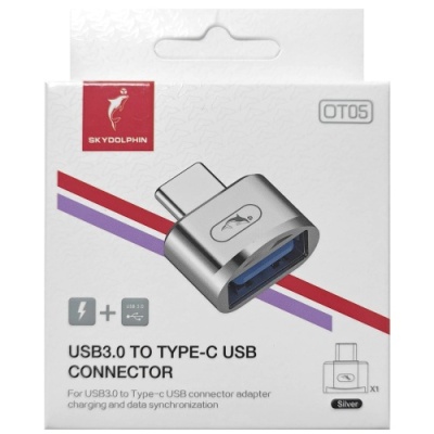 перехідник skydolphin ot05 otg type-c - usb 60mb/s (сталевий) 