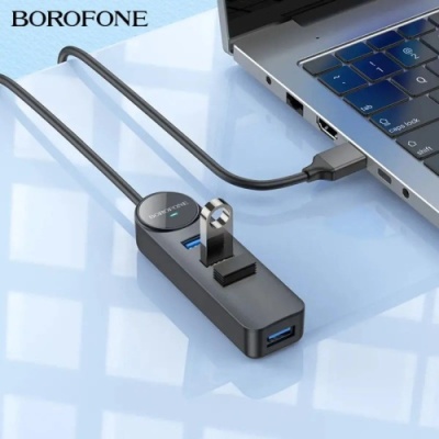 usb hub borofone dh5 (usb to usb3.0*4) 1,2м - чорний 