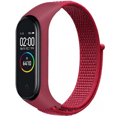 ремінець для xiaomi mi band 3/4/5/6 nylon (малиновий) 