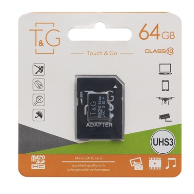 карта пам'яті tg microsdhc 64gb 10 class +adapter (чорний) 