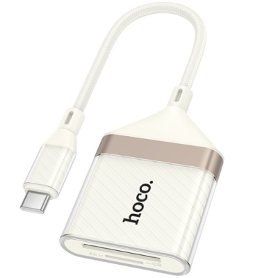 перехідник hoco ua40a 2in1 type-c - sd/tf card reader (білий apricot) 