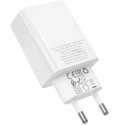 мережевий зарядний пристрій borofone bas73a 1type-c/20w/pd (білий) 