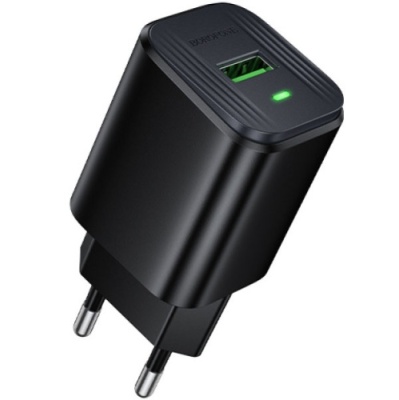 мережевий зарядний пристрій borofone bas82a qc3.0 (1usb/3a) (чорний) 