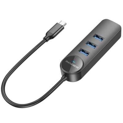 usb hub borofone dh5 4-in-1 (type-c to usb3.0*4) 0.2m (чорний) 