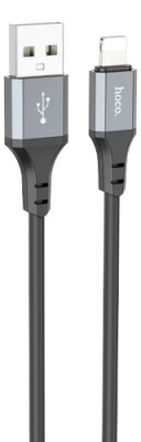 кабель hoco x86 silicone usb - lightning 2.4a/1m (чорний) 
