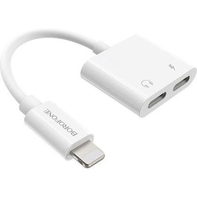 перехідник borofone bv11 apple lightning - (lightning audio+lightning charge) (білий) 