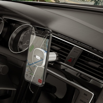 Автотримач Borofone BH44 Smart air outlet (Чорно-Сталевий)