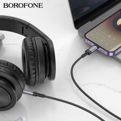 кабель aux borofone bl24 3.5mm(male) - lightning(male) 1m (сірий) 
