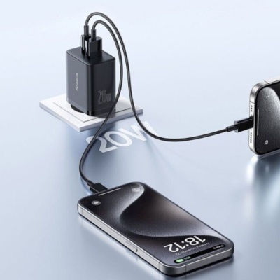 мережевий зарядний пристрій baseus cube fast charger eu (p10111403113-00) 1usb/18w/qc3.0 + 1type-c/20w/pd (чорний) 