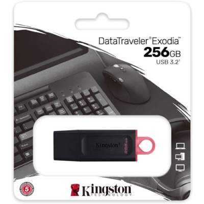 usb флеш-накопичувач kingston data tr exodia 256gb 3.2 (чорно-рожевий) 