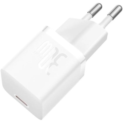 мережевий зарядний пристрій baseus gan5 (ccgn070402) 1type-c/30w/pd (білий) 