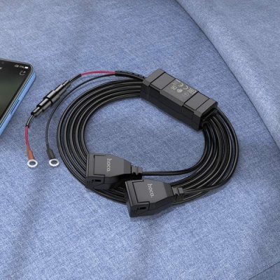 зарядний пристрій для мотоцикла hoco z45a 2usb/2.4a (чорний) 