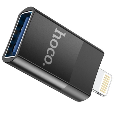 перехідник hoco ua17 usb female to lightning male usb2.0 otg adapter black 