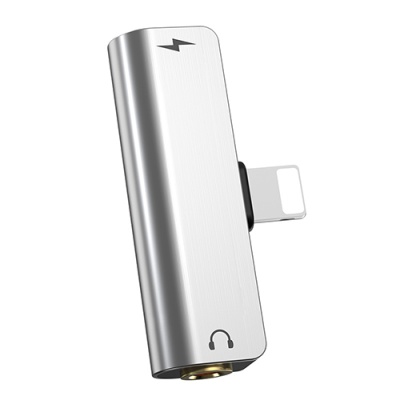 перехідник hoco ls25 lightning - aux (3.5mm) + lightning charge (сталевий) 