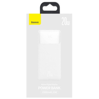 додаткова батарея power bank baseus bipow digital display 20w 20000mah overseas edition white (ppbd050502) 