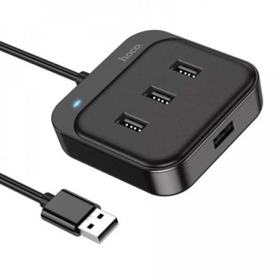usb hub hoco hb31 easy 4-in-1 converter (usb to usb2.0*4) 1,2m. black 