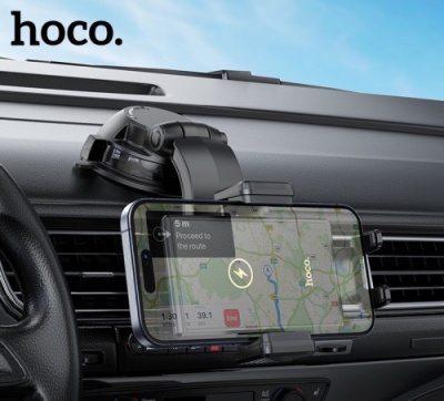 Автотримач Hoco HW22 з безпровідним зарядним пристроєм (Чорний)