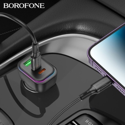 Автомобільний Зарядний Пристрій Borofone BZ28C 2Type-C/30W+30W/PD + 1USB/18W/QC3.0 (Чорний)