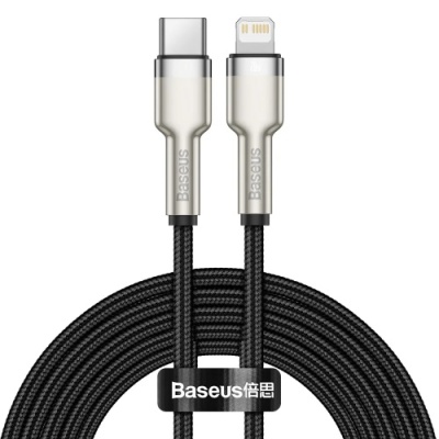 кабель baseus cafule metal (pd) type-c - lightning pd20w/2m (catljk-b01) (black) 