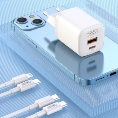 мережевий зарядний пристрій xo l96 1usb/18w/qc3.0 + 1type-c/30w/pd (бiлий) 