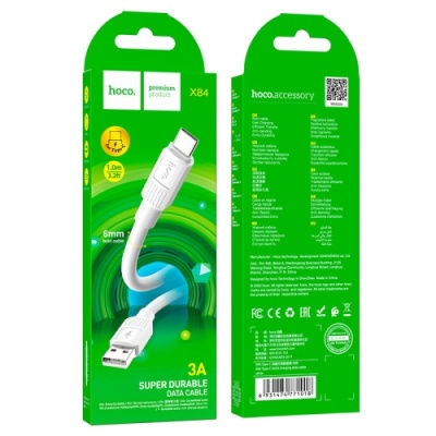 кабель hoco x84 solid usb - type-c 3a/1m (білий) 
