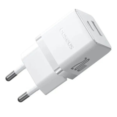 мережевий зарядний пристрій baseus palm fast charger (p10111608213-01) 1usb/qc3.0 + 1type-c/pd 20w + (type-c - type-c 60w) (білий) 