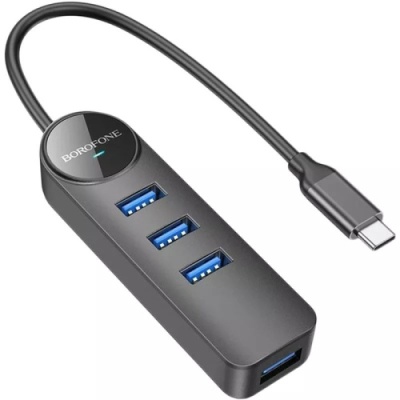 usb hub borofone dh5 (usb to usb3.0*4) 0,2м - чорний 
