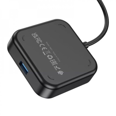 usb hub hoco hb31 easy 4-in-1 converter (usb to usb3.0+usb2.0*3) 1,2m. black 