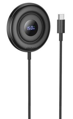 безпровідний зарядний пристрій hoco cw61 magnetic 15w led display (чорний) 