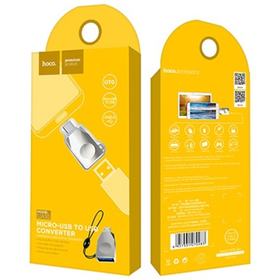 перехідник hoco ua10 otg usb - microusb (сталевий) 