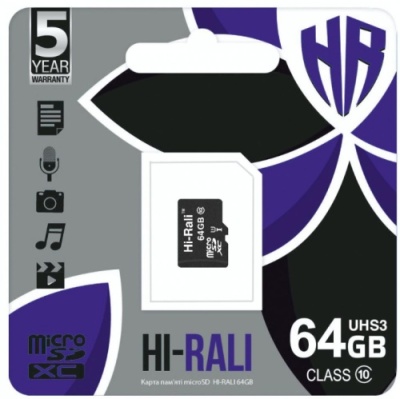 карта пам'яті hi-rali microsdxc 64gb uhs-1 10 class (чорний) 